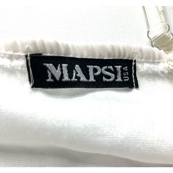White Camisole Tank Top Sleeveless Top (OS) by MAPSI, Womens with Gold Sequin Pa - Picture 11 of 11